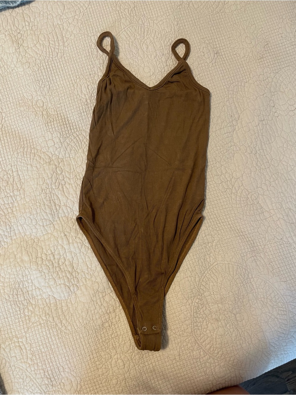 Brown Ribbed Bodysuit